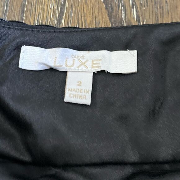 Cache Luxe Black Lace Tiered Cocktail Dress Size 2 - Picture 9 of 12